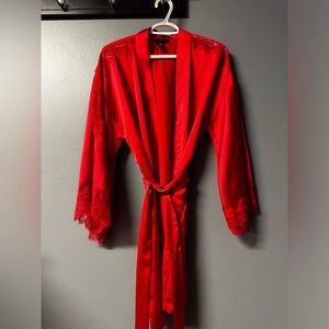 Victoria Secret Red Satin Robe